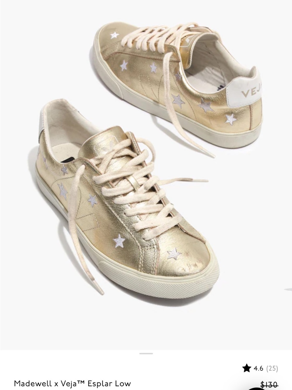 Veja Metallic Gold Star Low-Top Sneakers